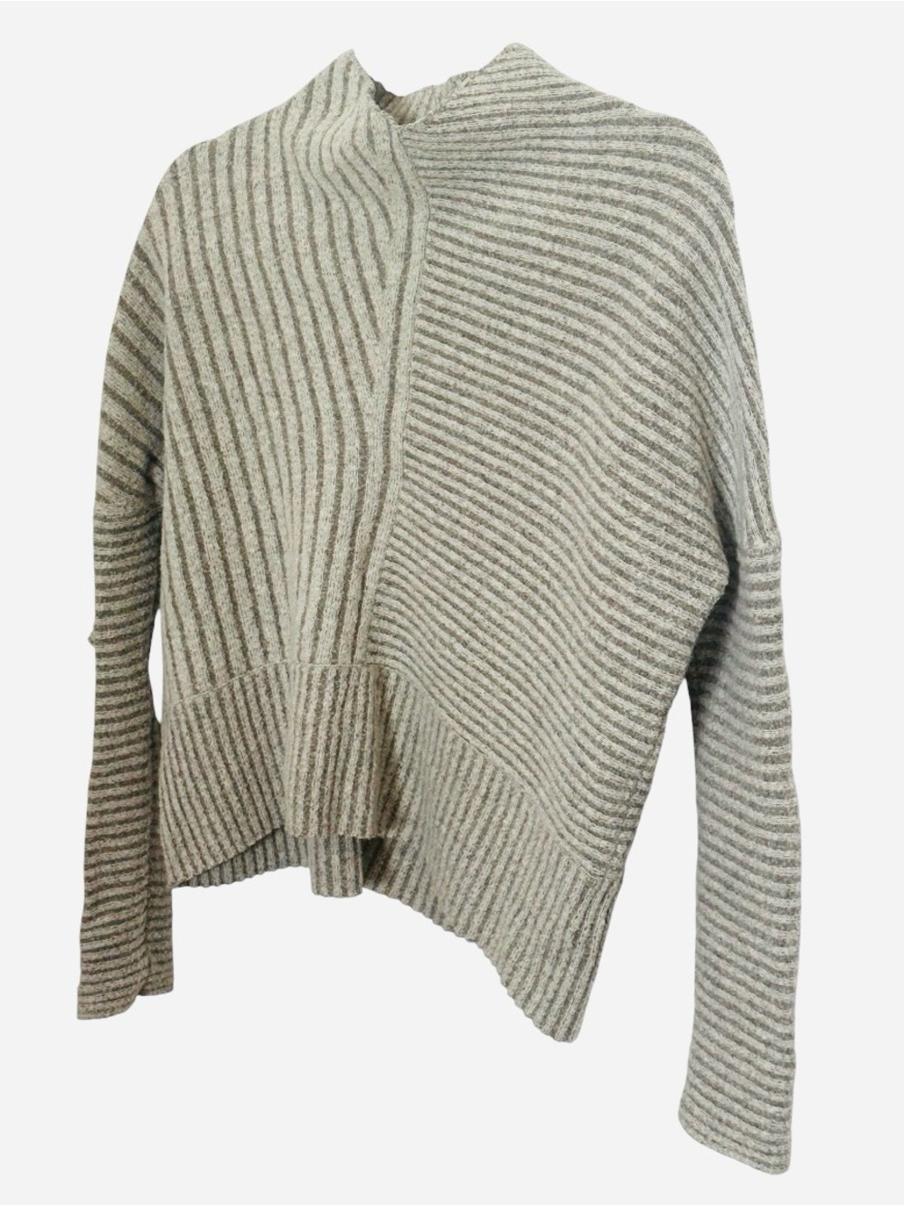 All Saints Gray Alpaca Wool Blend Asymmetrical Ribbed Sweater XS Avant- Garde